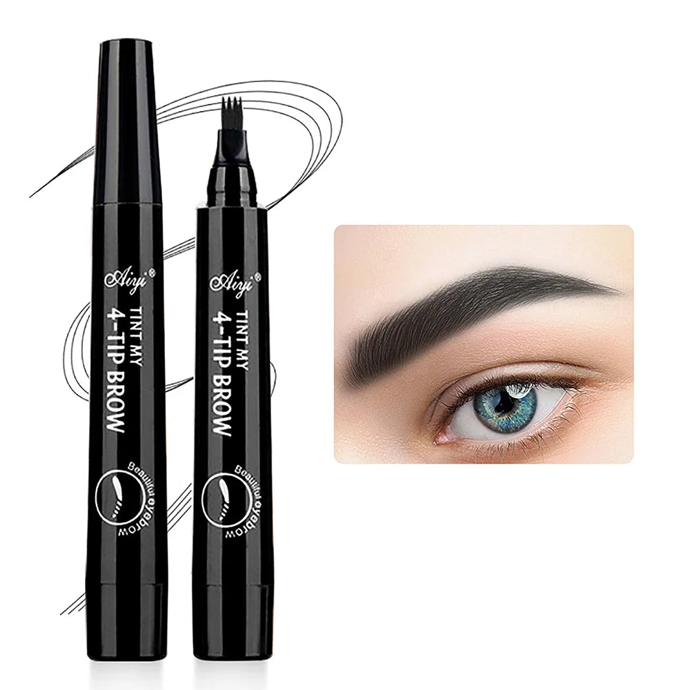 4-Tip Waterproof Microblading Eyebrow Pencil – Natural Brow Liquid (5 Colors)